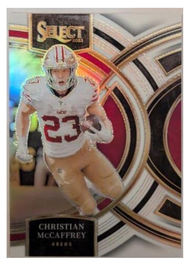 2023 Panini Select Base Set Christian McCaffrey White Prizm #145 card