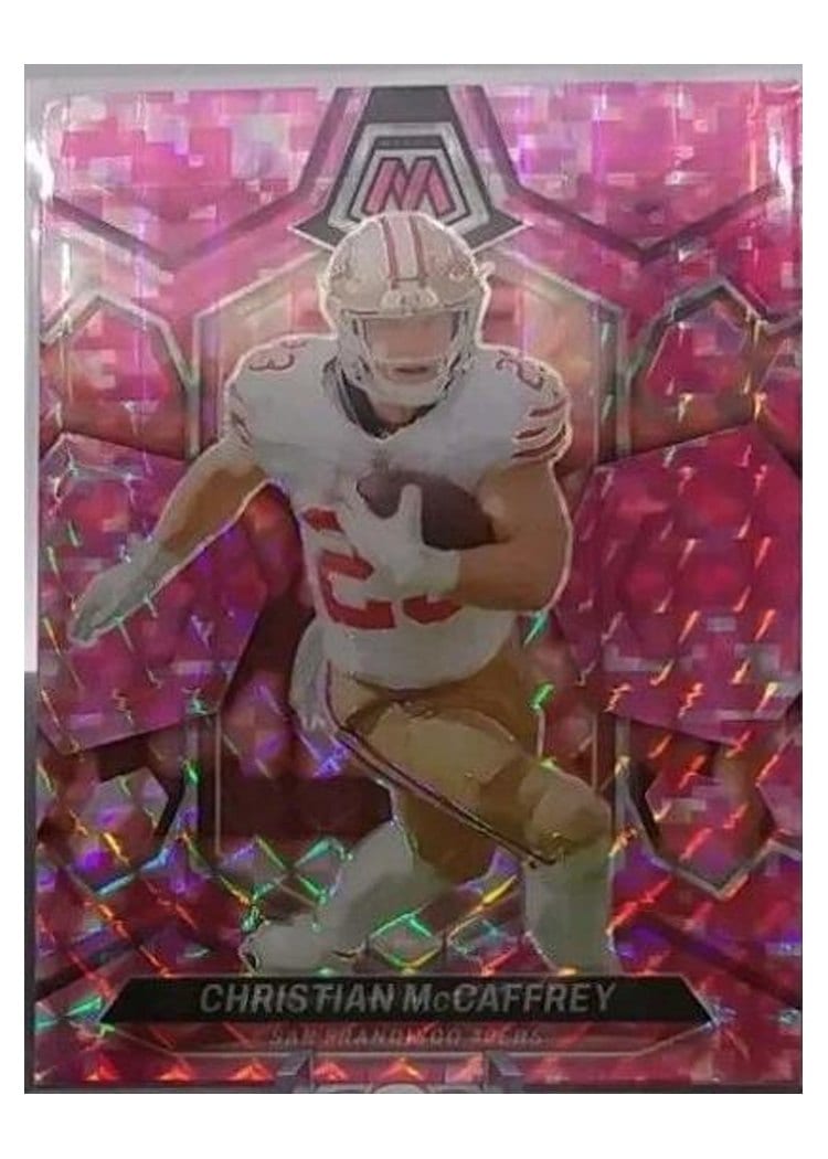 2024 Panini Mosaic Base Set Christian McCaffrey Camo Pink #191 card