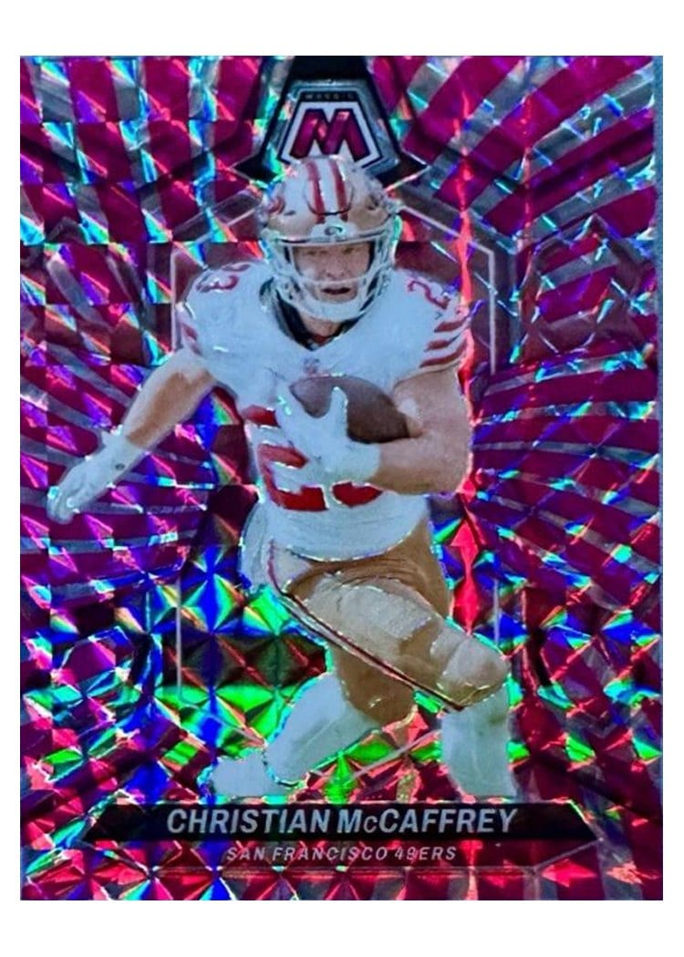 2024 Panini Mosaic Base Set Christian McCaffrey Pink Swirl #191 card