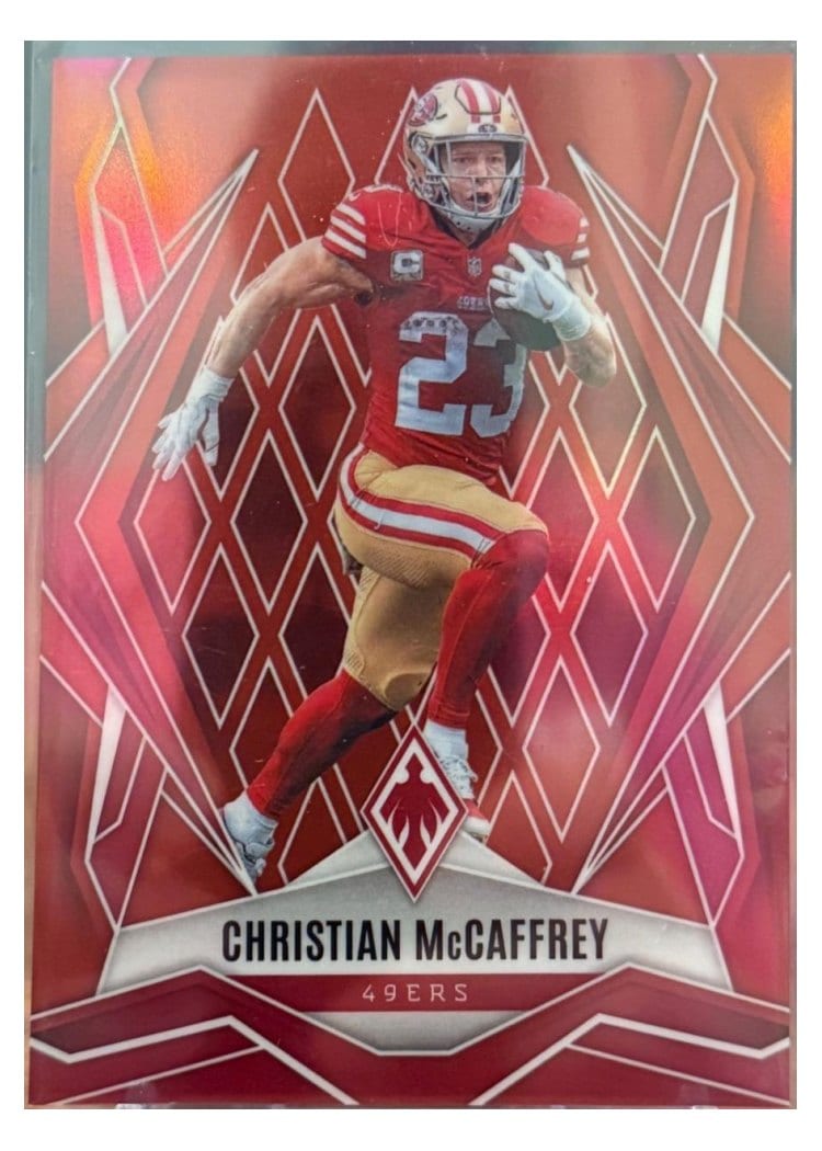 2025 Panini Phoenix Base Set Christian McCaffrey Red #34 card