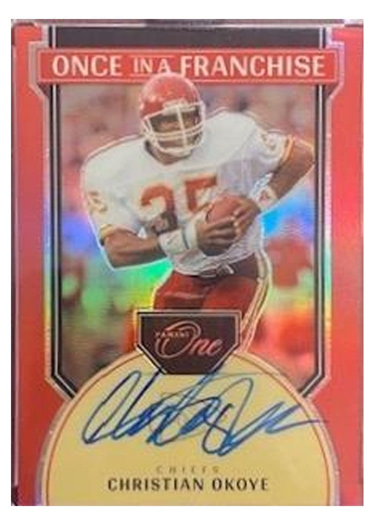 2024 Panini One Once in a Franchise Autographs Christian Okoye #354 card