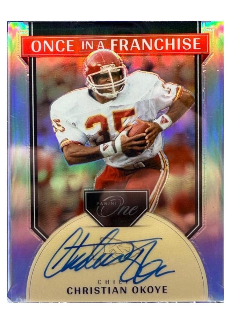2024 Panini One Once in a Franchise Autographs Christian Okoye Once in a Franchise Autograph #354 card