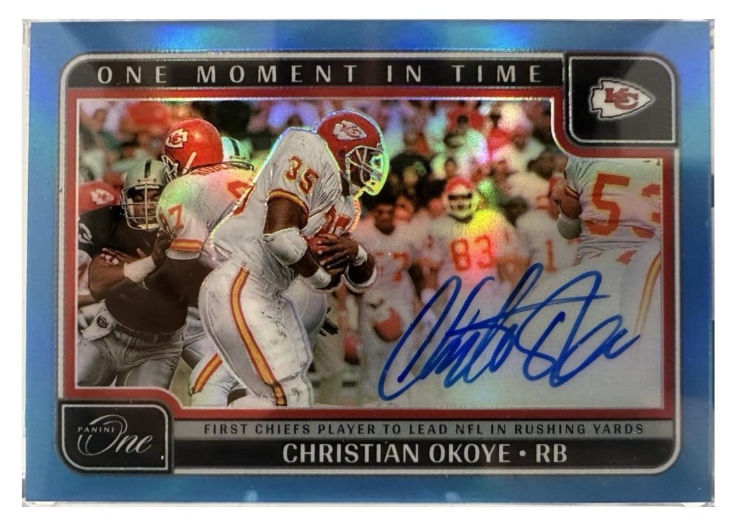 2024 Panini One One Moment in Time Autographs Christian Okoye #394 card