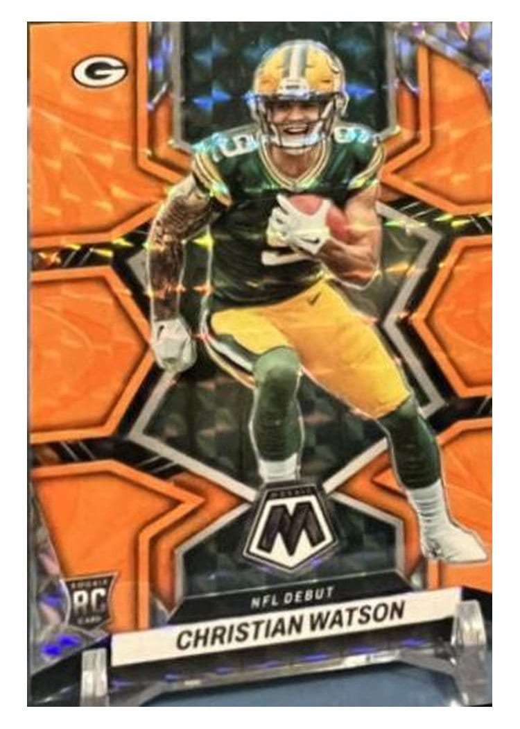2022 Panini Mosaic Base Set Christian Watson Reactive Orange #281 card