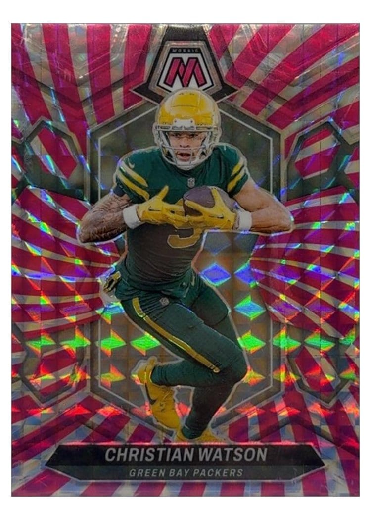 2024 Panini Mosaic Base Set Christian Watson Pink Swirl #80 card