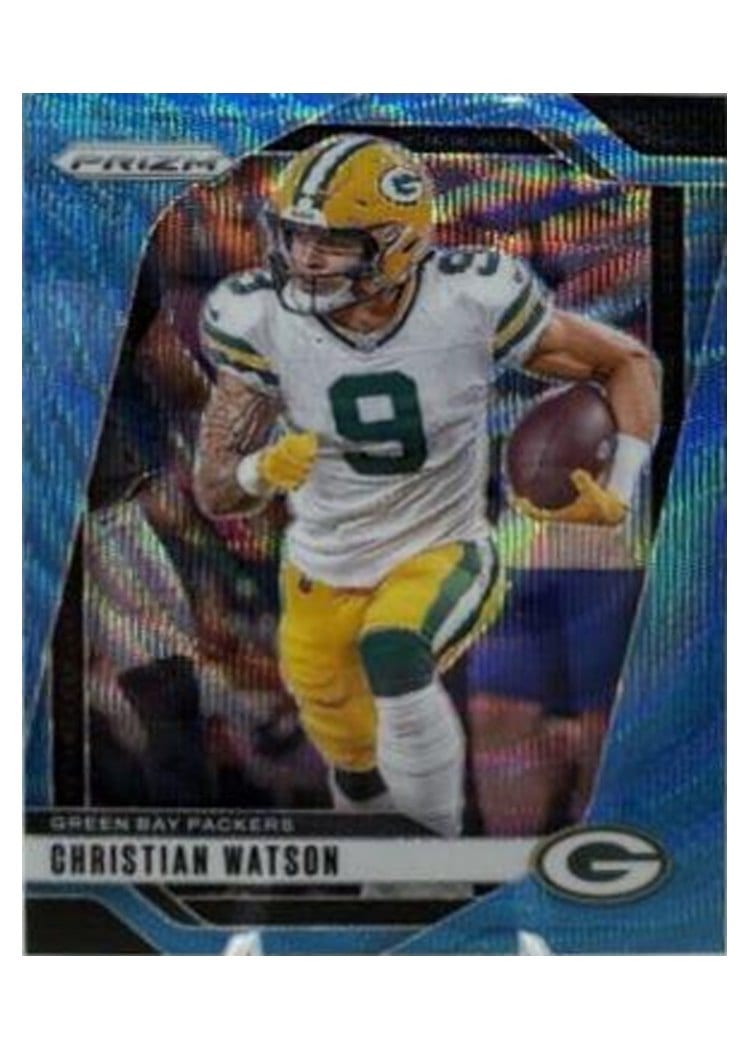 2024 Panini Prizm Base Set Christian Watson Blue Wave #103 card