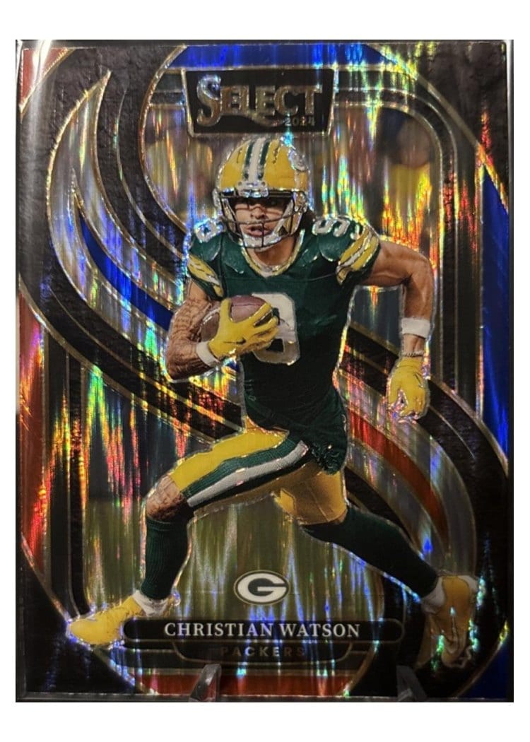 2024 Panini Select Base Set Christian Watson Red Blue Prizm Shock #138 card