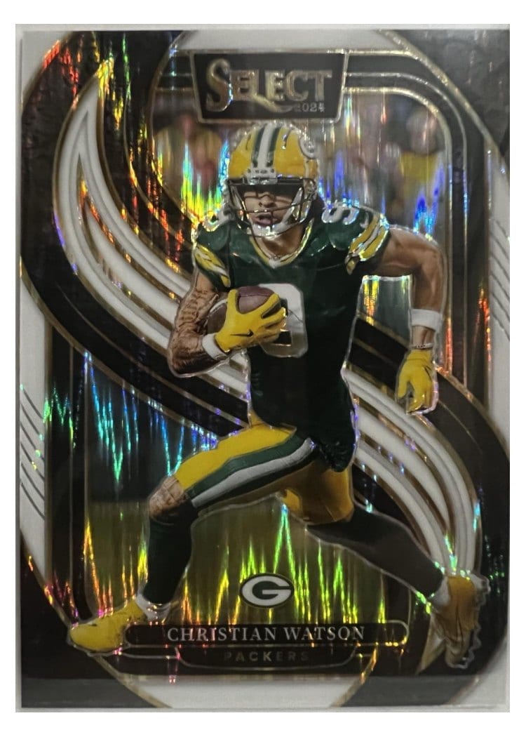 2024 Panini Select Base Set Christian Watson White Prizm Shock #138 card