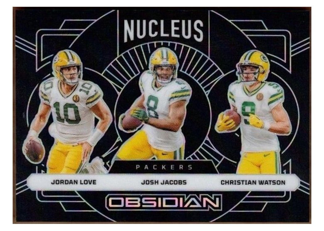 2024 Panini Obsidian Nucleus Christian Watson/Jordan Love/Josh Jacobs #4 card