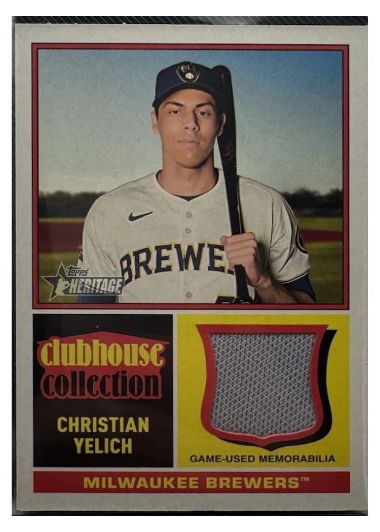 2025 Topps Heritage Clubhouse Collection Relics Christian Yelich #CCR-CY card