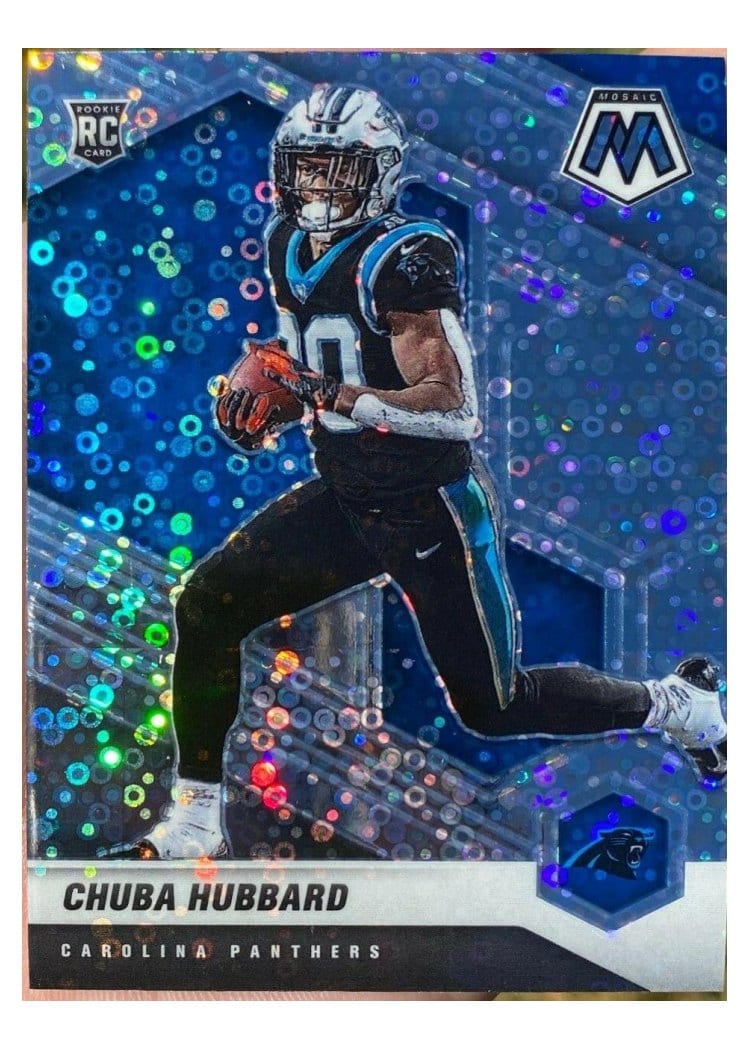 2021 Panini Mosaic Base Set Chuba Hubbard No Huddle Silver Mosaic #325 card