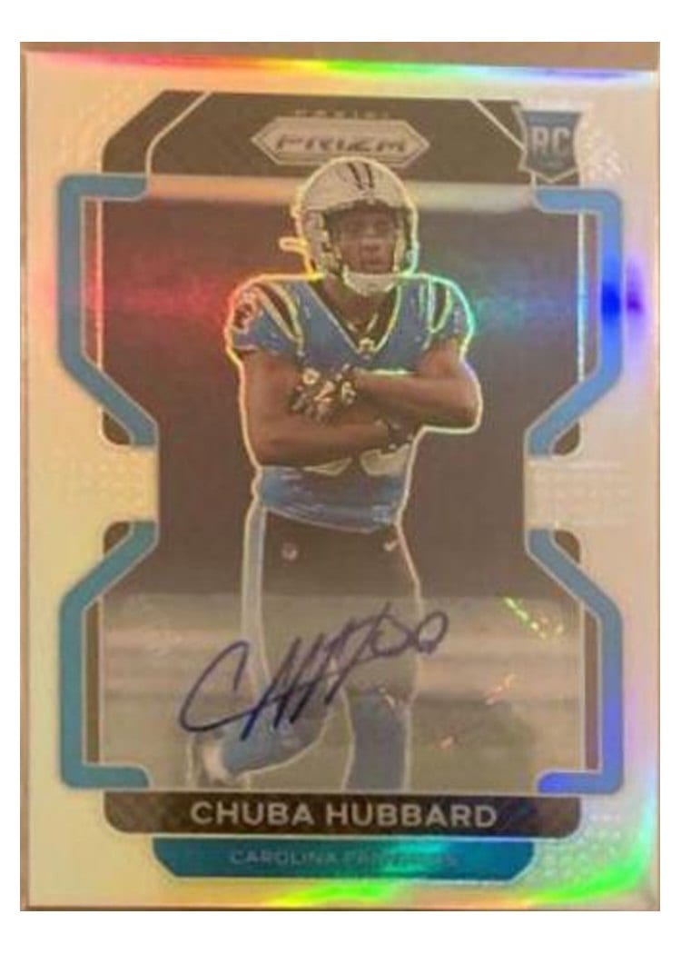 2021 Panini Prizm Base Set Chuba Hubbard SP Variation Silver Prizm #355 card