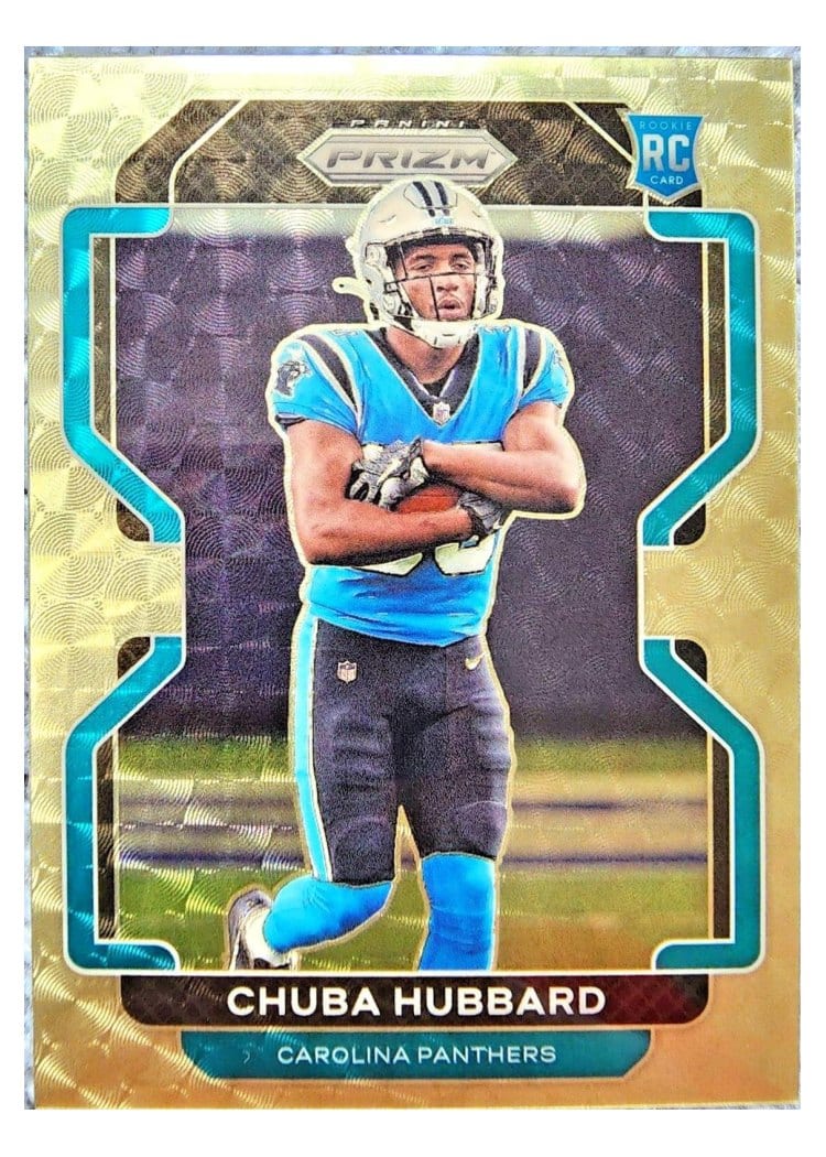 2021 Panini Prizm Base Set Chuba Hubbard Gold Vinyl Prizm #355 card