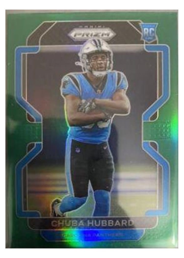 2021 Panini Prizm Base Set Chuba Hubbard Green Prizm #355 card