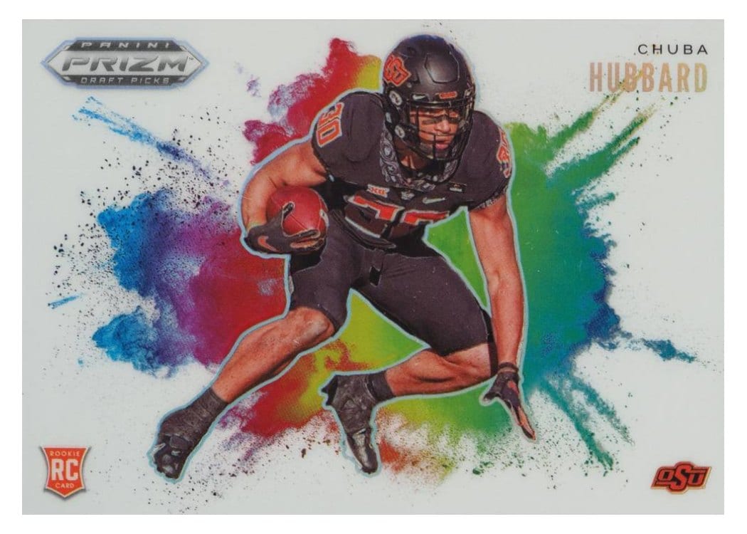 2021 Panini Prizm Draft Picks Colorblast Chuba Hubbard #14 card