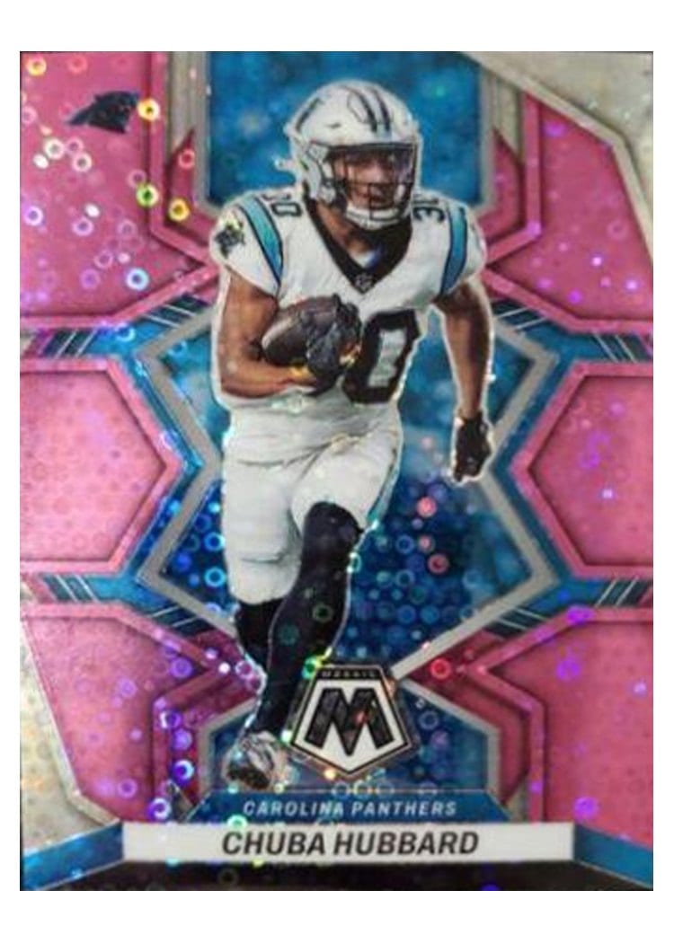 2022 Panini Mosaic Base Set Chuba Hubbard No Huddle Pink #31 card