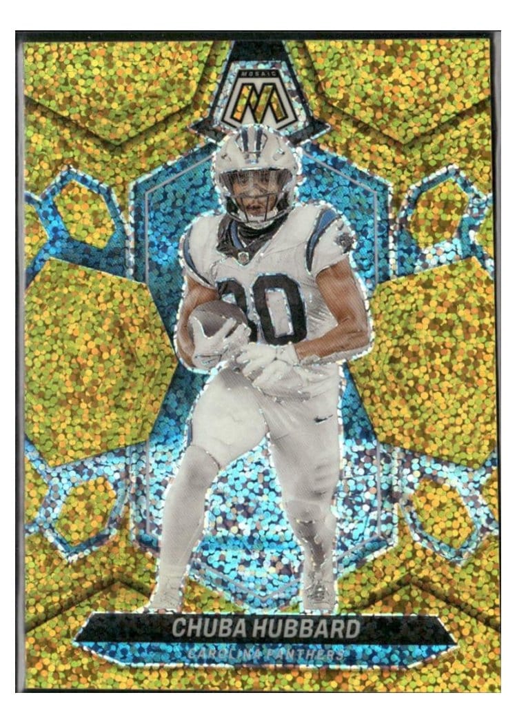 2024 Panini Mosaic Base Set Chuba Hubbard Gold Sparkle #30 card