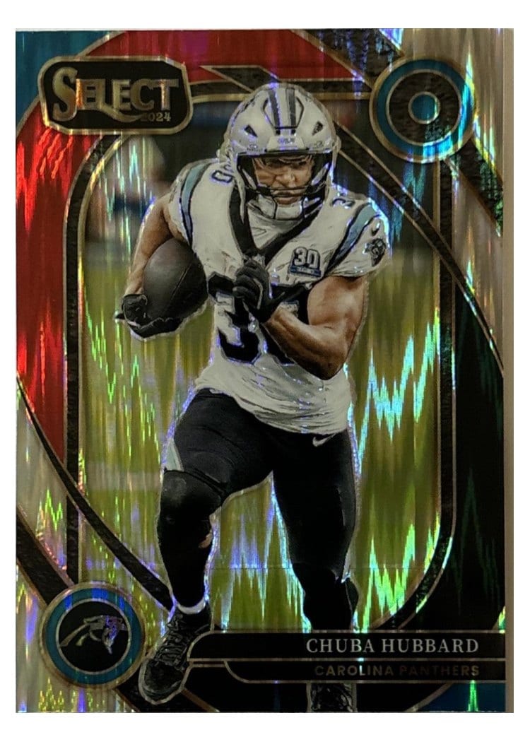2024 Panini Select Base Set Chuba Hubbard Black Red Prizm Shock #238 card