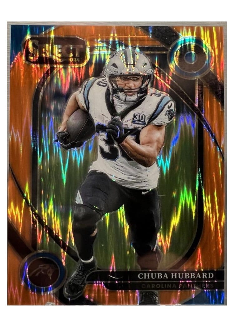 2024 Panini Select Base Set Chuba Hubbard Orange Prizm Shock #238 card