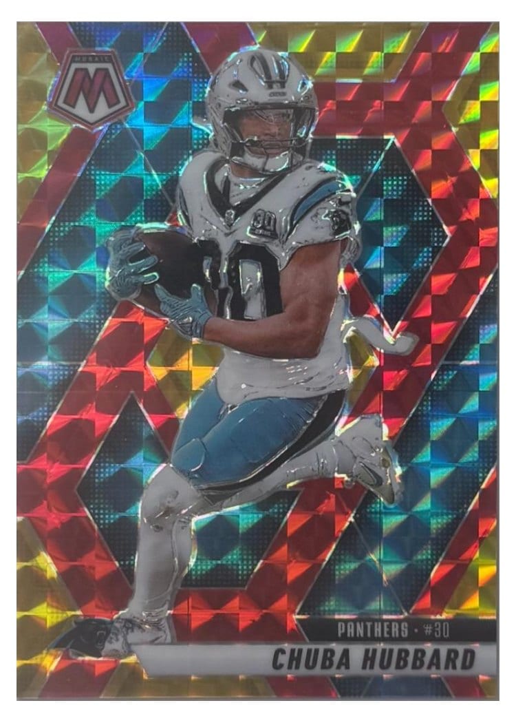 2025 Panini Mosaic Base Set Chuba Hubbard Choice Red #193 card