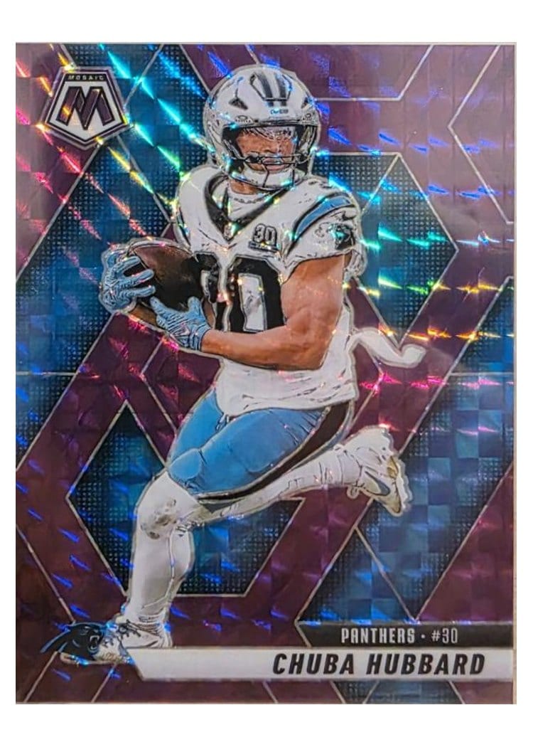 2025 Panini Mosaic Base Set Chuba Hubbard Purple #193 card