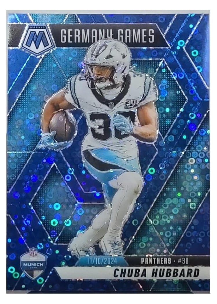 2025 Panini Mosaic Base Set Chuba Hubbard No Huddle Blue #260 card