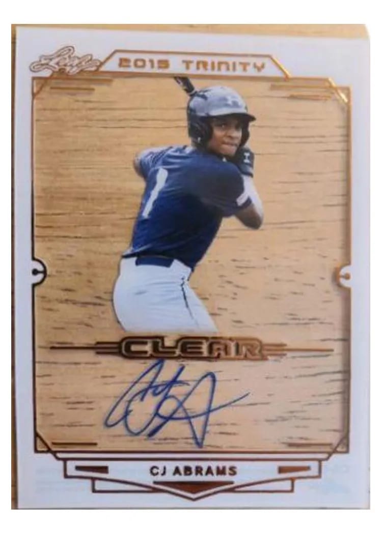 2019 Leaf Trinity Clear Autograph CJ Abrams #CA-CJA card