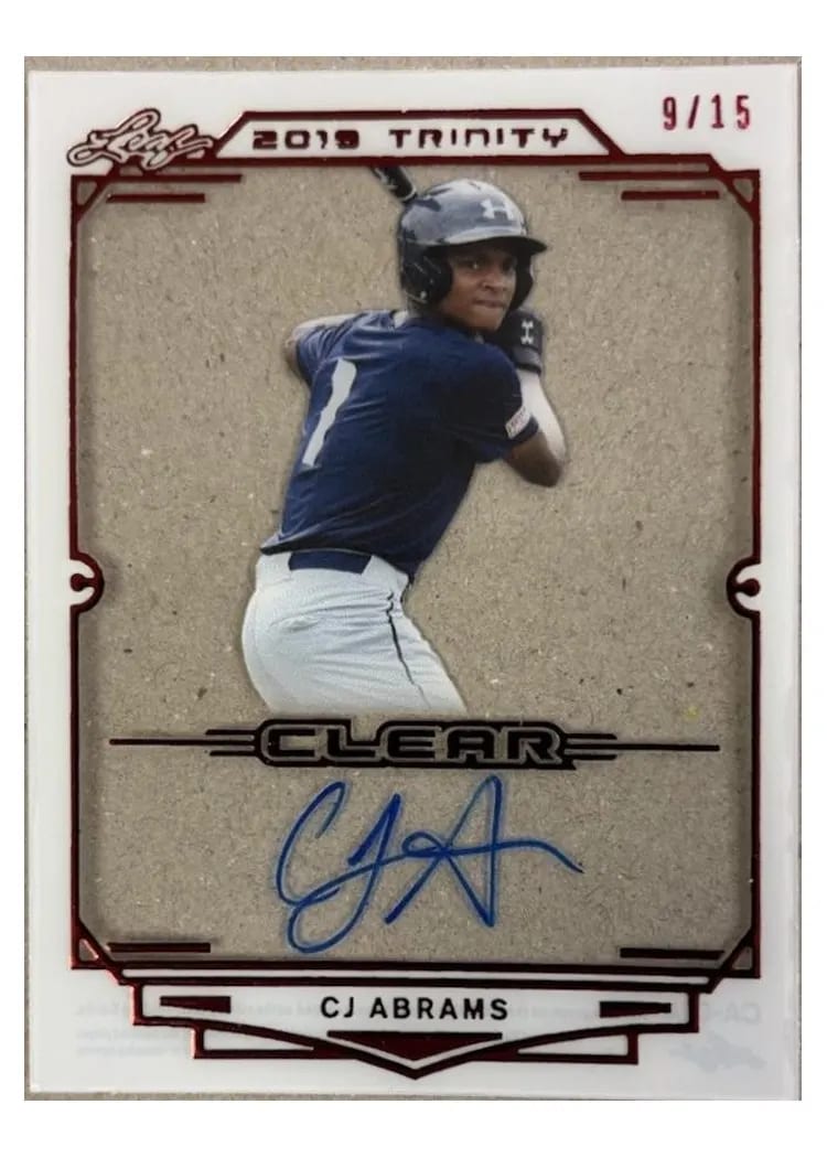 2019 Leaf Trinity Clear Autograph CJ Abrams #CA-CJA card