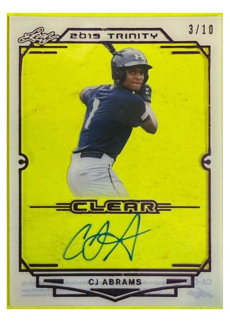 2019 Leaf Trinity Clear Autograph CJ Abrams #CA-CJA card