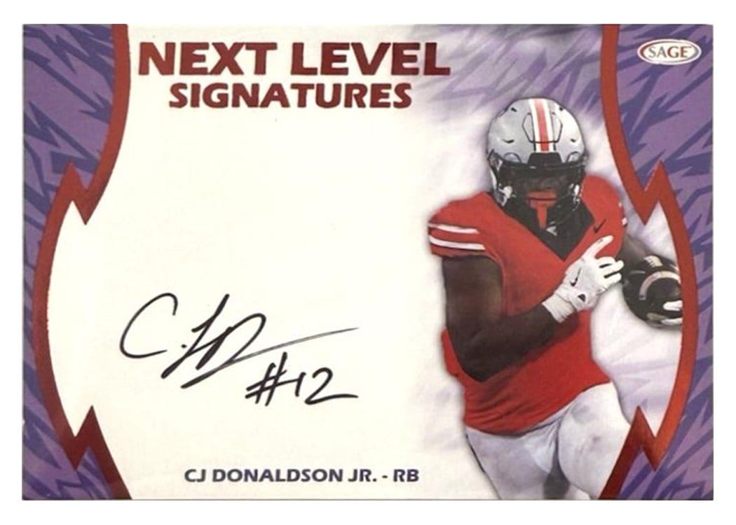 2026 SAGE Football Next Level Signatures CJ Donaldson #NLS-CJD2 card