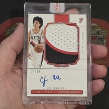 2020-21 Panini National Treasures Rookie Patch Autographs CJ Elleby #108 card