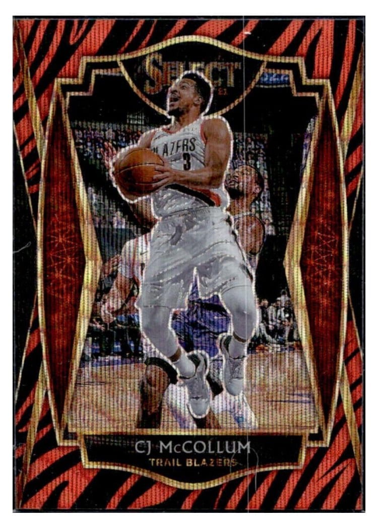 2020-21 Panini Select Base Set CJ McCollum Tiger Prizm #122 card