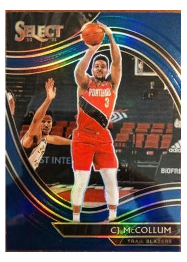 2020-21 Panini Select Base Set CJ McCollum Blue Prizm #238 card