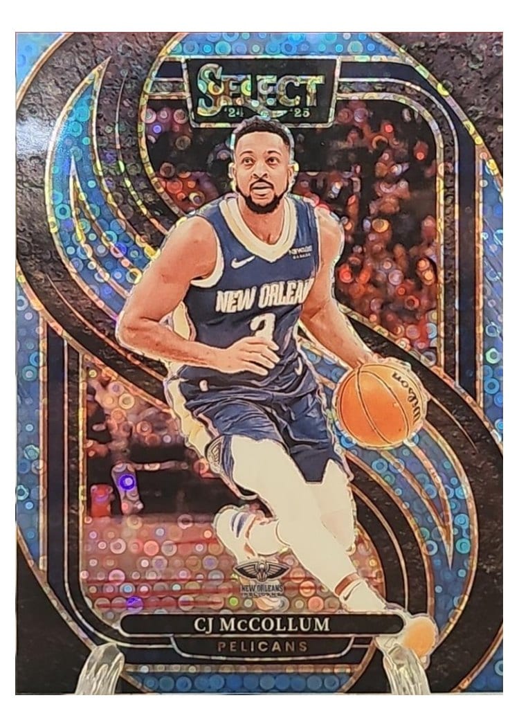 2024-25 Panini Select Base Set CJ McCollum Light Blue Disco Prizm #133 card
