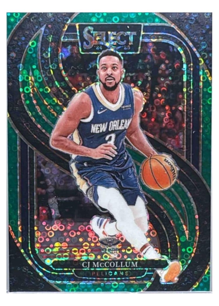 2024-25 Panini Select Base Set CJ McCollum Green Disco Prizm #133 card