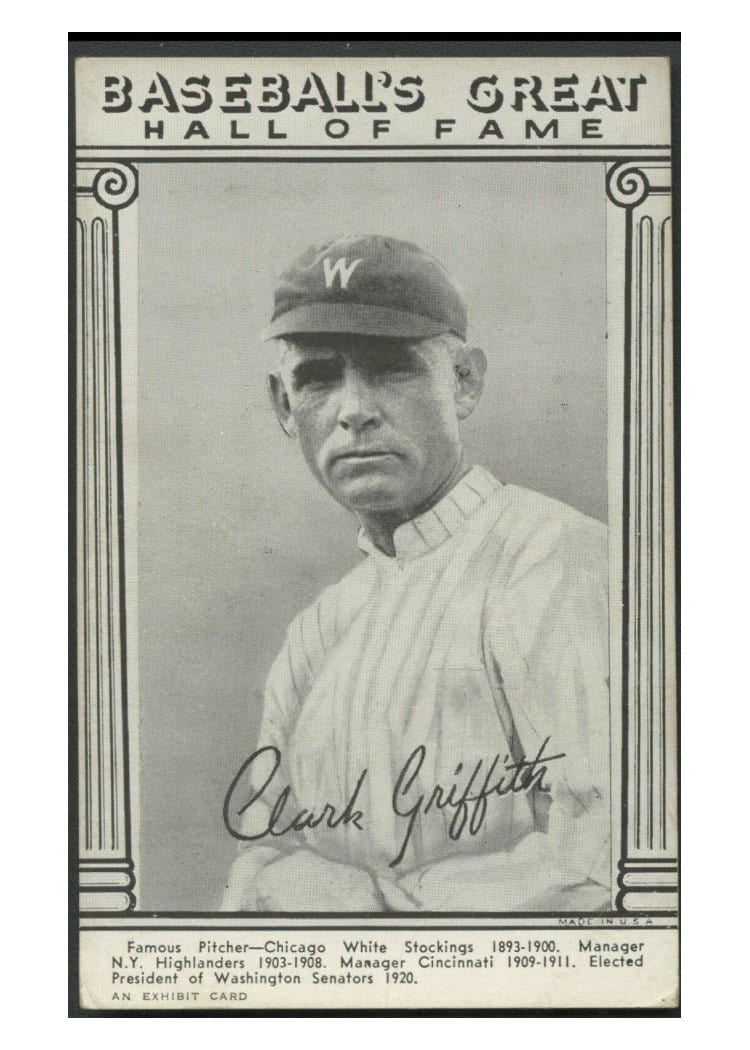 1948 Baseball's Great Hall of Fame Exhibits Clark Griffith card