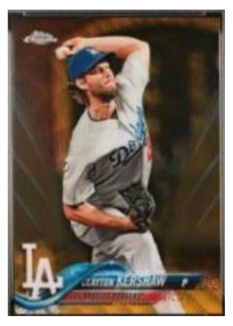 2018 Topps Chrome Base Set Clayton Kershaw #121 card
