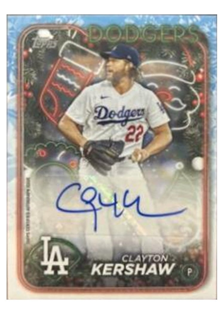 2024 Topps Holiday Autographs Clayton Kershaw #HAC-CKE card