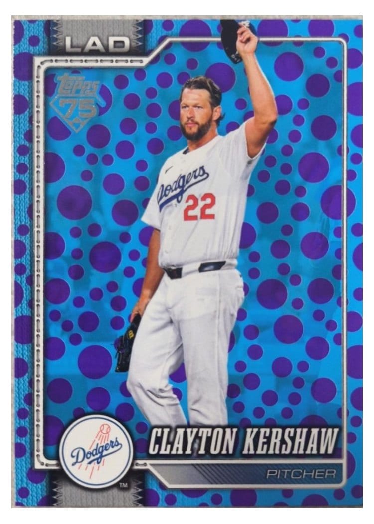 2026 Topps Clayton Kershaw Holiday Dots Purple Blue #22 card