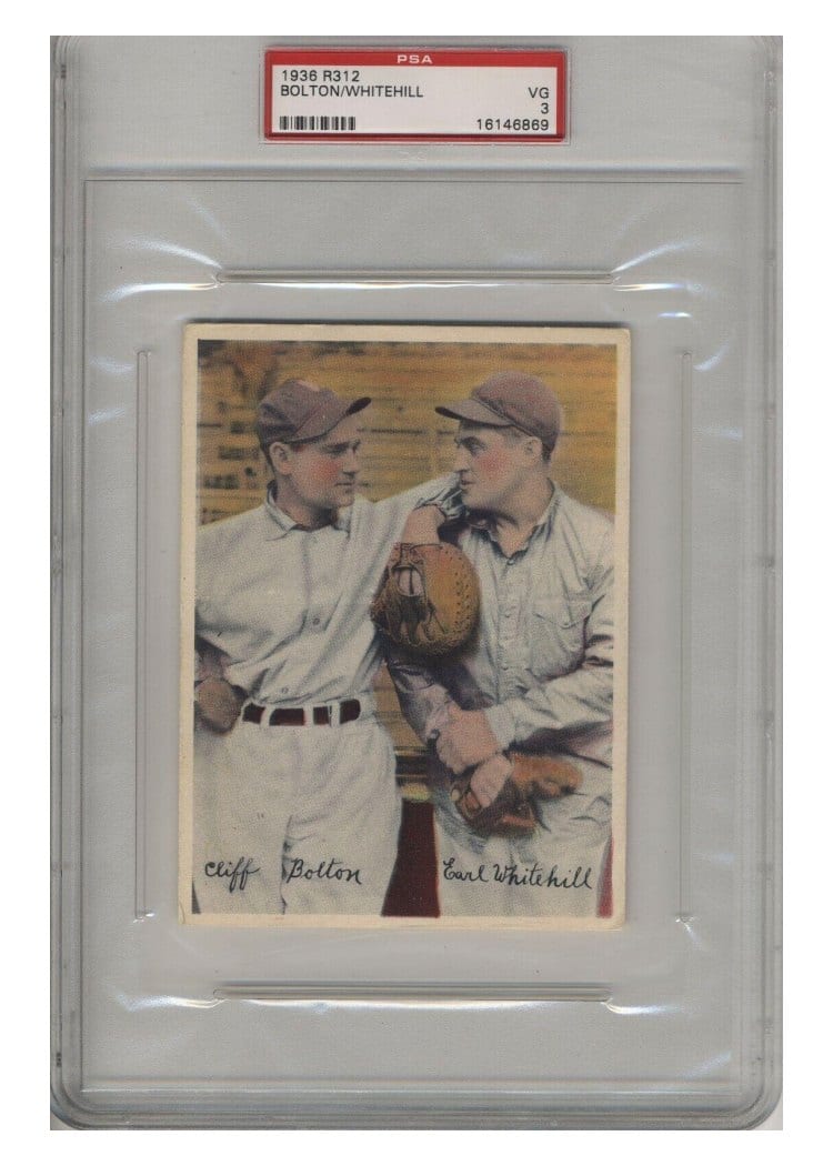 1936 R312 Cliff Bolton, Earl Whitehill card
