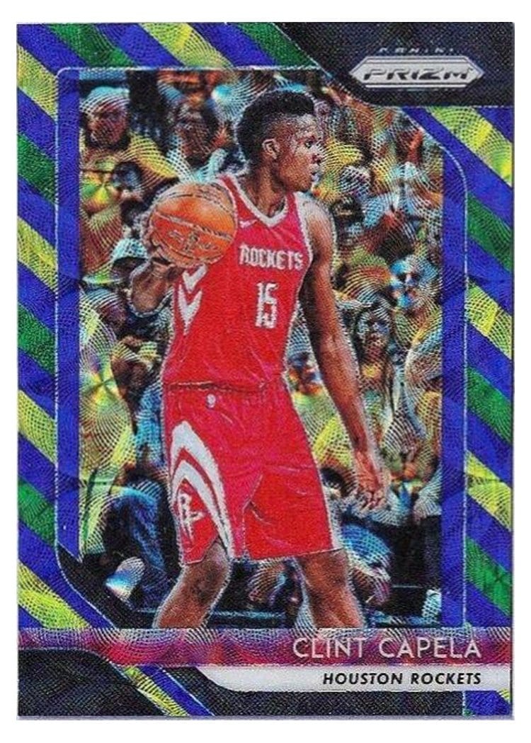 2018-19 Panini Prizm Base Set Clint Capela Blue, Yellow, and Green Choice Prizm #74 card