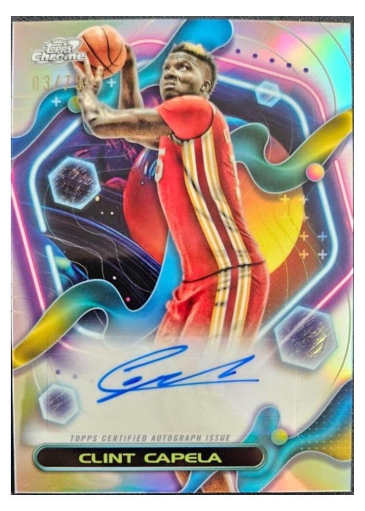 2023-24 Topps Chrome Cosmic Cosmic Chrome Autographs Refractor Clint Capela #CCAV-CC card