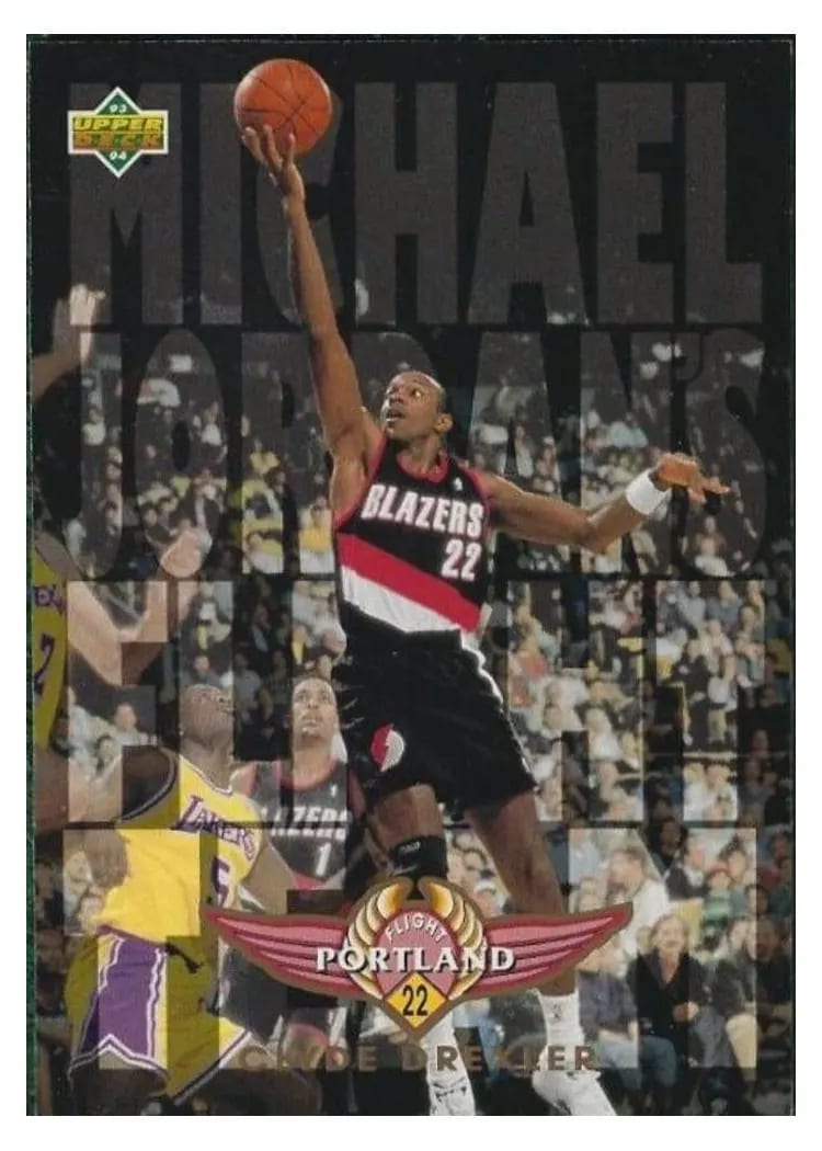 1993 Upper Deck Flight Team Clyde Drexler Jumbo #FT7 card