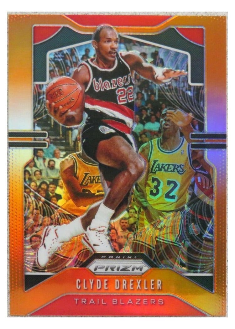 2019-20 Panini Prizm Base Set Clyde Drexler Orange Prizm #23 card