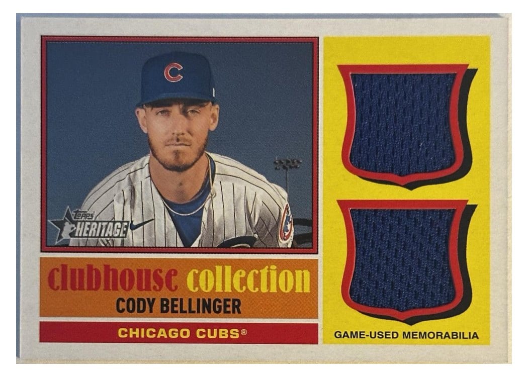 2025 Topps Heritage Clubhouse Collection Single Player Dual Relics Cody Bellinger #CCSDR-CB card