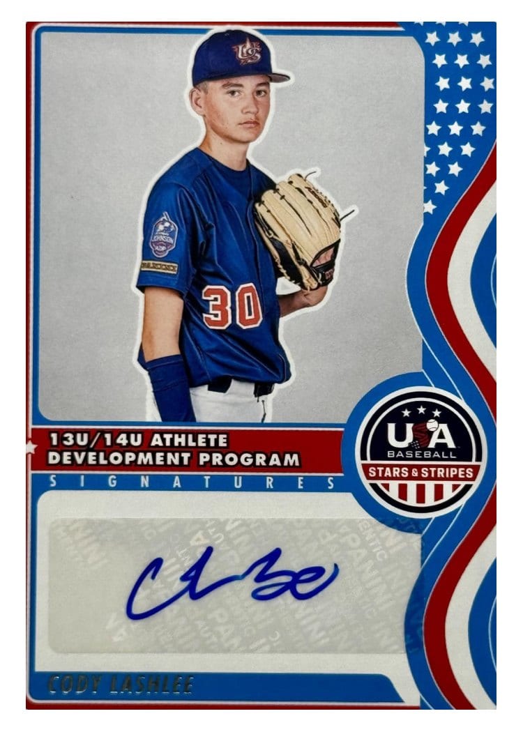 2025 Panini Stars & Stripes 13U/14U National Team Signatures Cody Lashlee #NTS-CL card