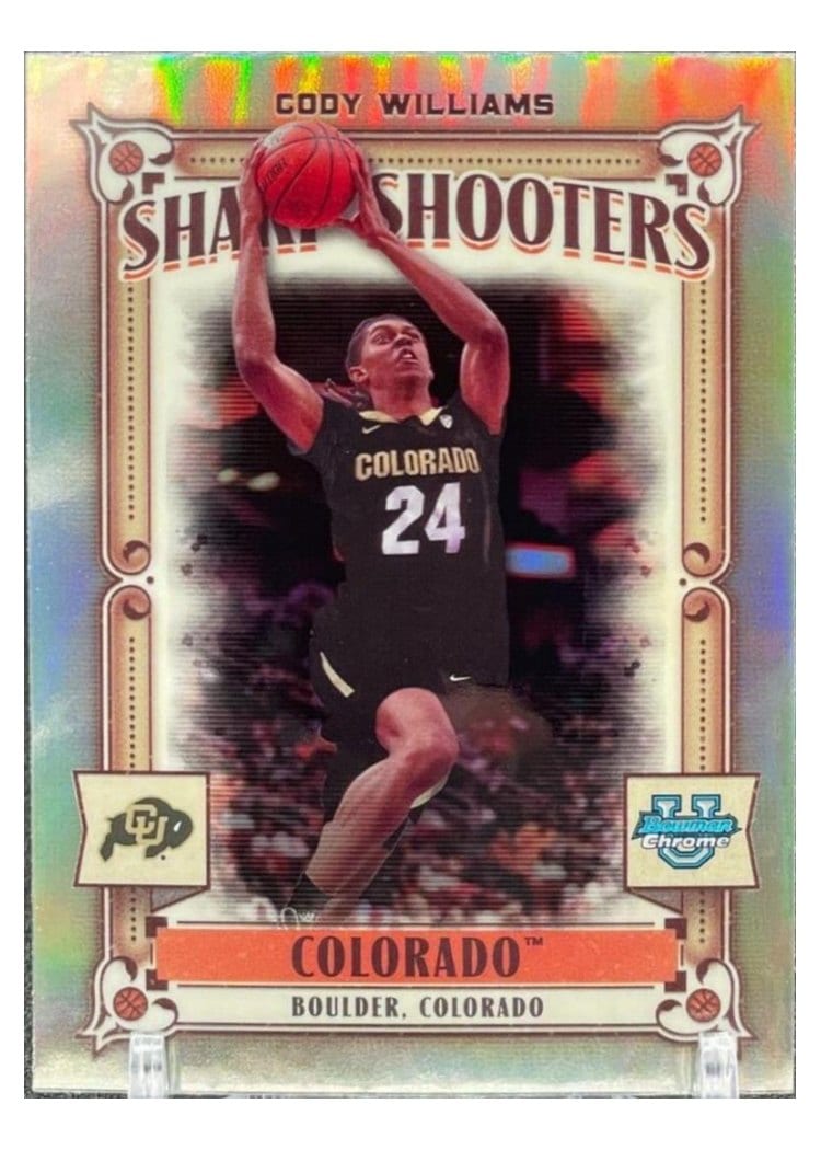 2023-24 Bowman University Chrome Sharp Shooters Cody Williams #SS-10 card
