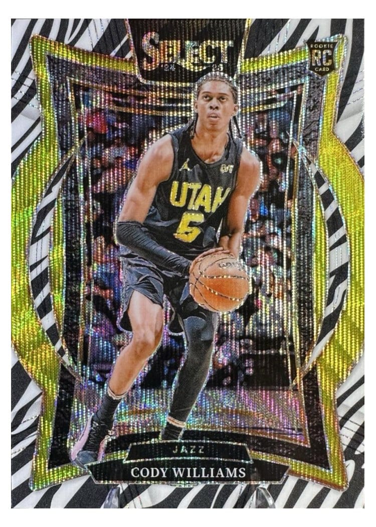 2024-25 Panini Select Base Set Cody Williams Zebra Prizm #71 card