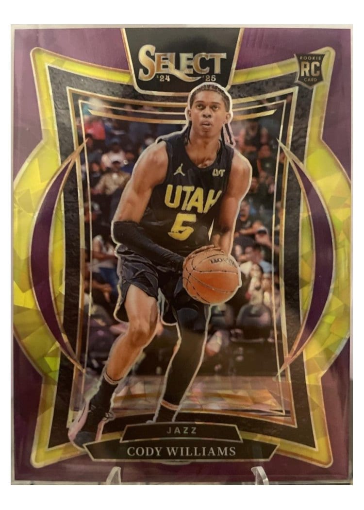 2024-25 Panini Select Base Set Cody Williams Purple Cracked Ice Prizm #71 card
