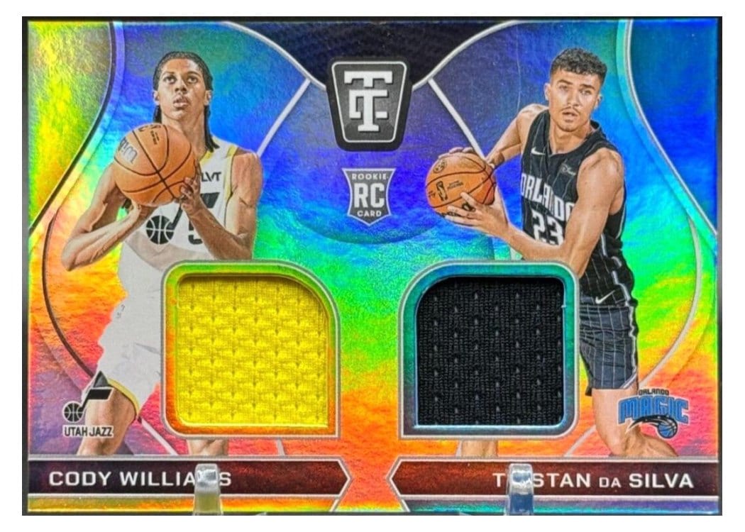 2024-25 Panini Totally Certified Rookie Dual Swatches Cody Williams/Tristan da Silva #RDS-CWT card